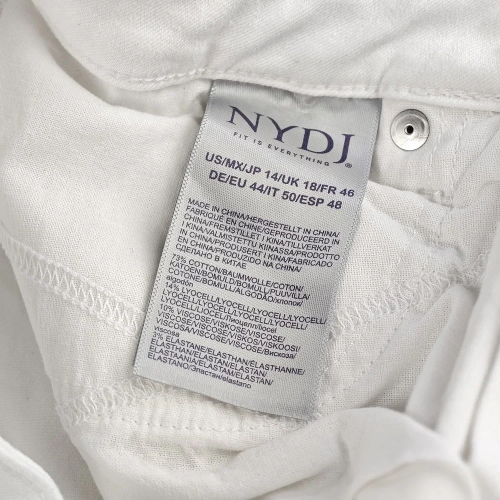 Nydj Jeans Women's 14 White Wide Leg High Rise Lift Tuck Stretch Denim